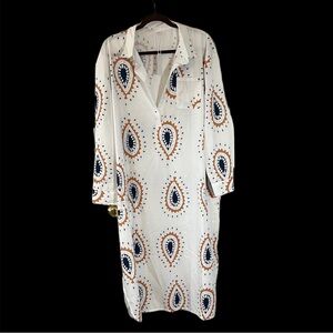 Full length shirt dress. Paisley type of pattern, unbranded,SZ XXL, loose comfy